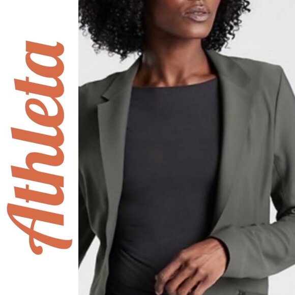 ATHLETA INTERSTELLAR BLAZER OLIVE GREEN SLEEK MODERN MINIMALIST, SIZE 4 - Picture 5 of 12